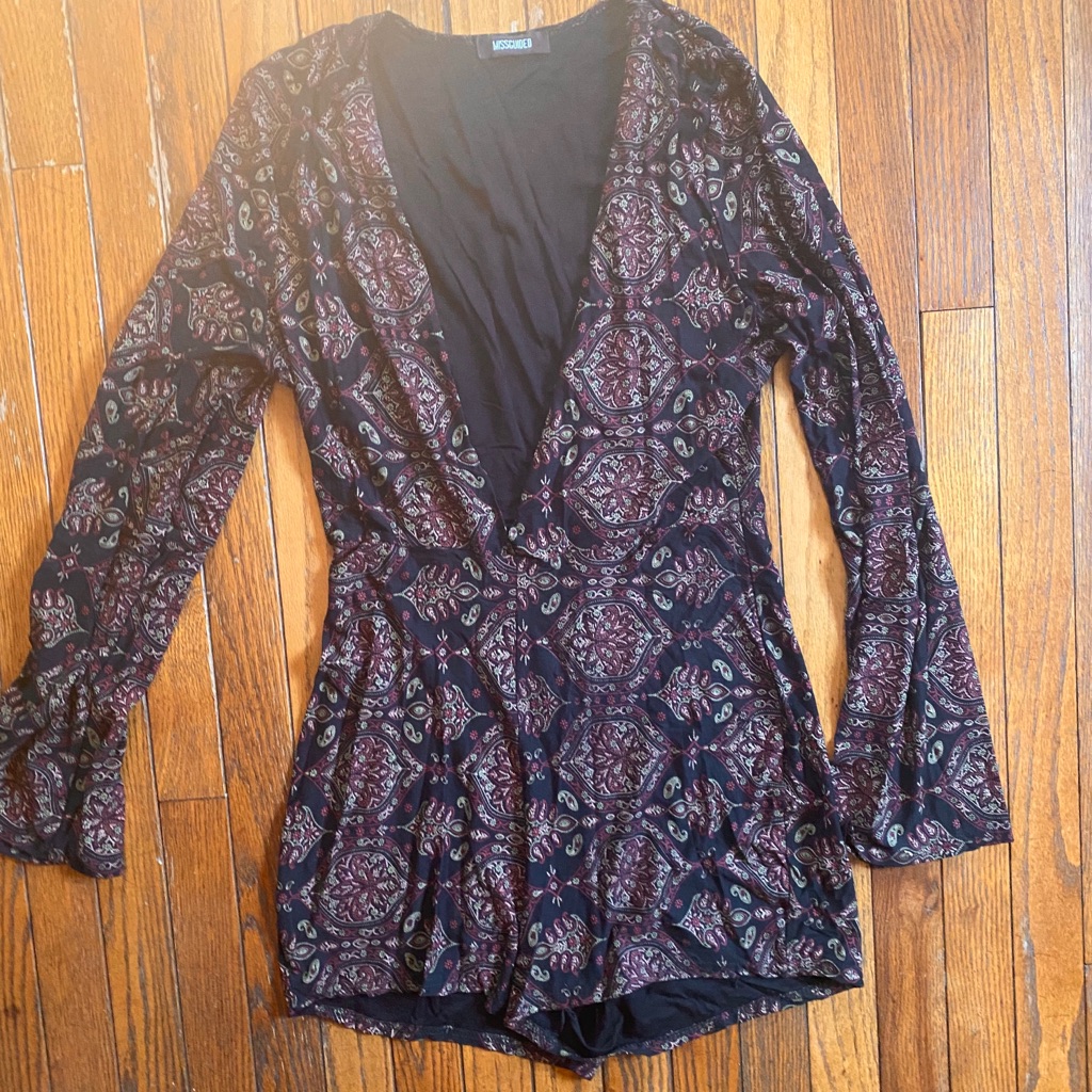 Misguided Black Pattern Romper